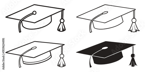 Four different views of graduation caps