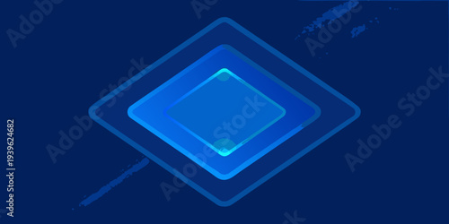 Concentric blue squares layered on a dark blue background