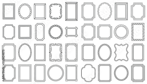 Large collection of decorative line art frames and borders
