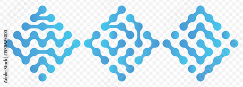 Diagonal metaball connected circles shape. Pattern of blue metaballs icon. Abstract nerve cell dots. vector illustration. Pattern of blue metaballs icon. vector illustration. EPS 10.