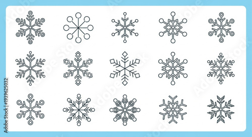 Collection of Snowflake Illustrations with Unique Designs.