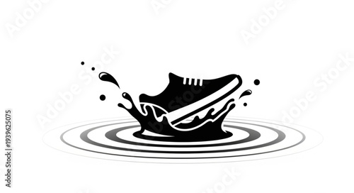 Stylized Illustration of a Skateboard Splashing Water.