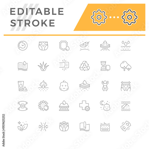 Set line icons of diaper