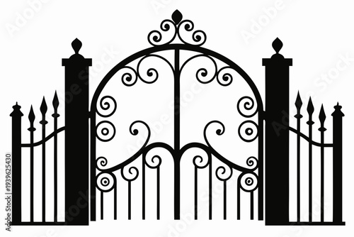 Classic Ornamental Garden Gates with Curved Iron Design