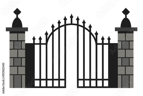 Collection of Antique Castle Gates with Heavy Iron Details