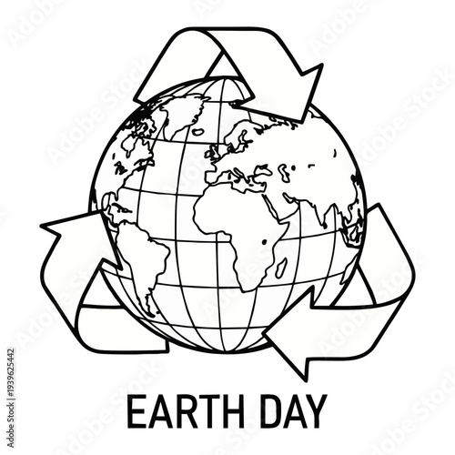Earth Day globe with recycling symbol, eco-friendly concept