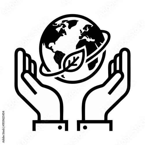 Hands cradling a globe with a leaf symbolizing eco-friendly care