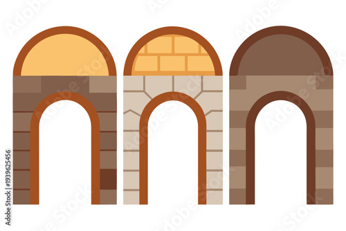 Collection of Old European Arched Passageways with Stone Walls