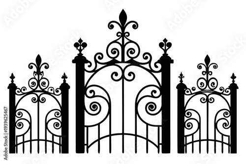 Collection of Six Ornate Victorian Garden Gates with Floral Motifs
