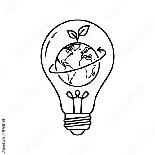 Eco friendly innovation concept with globe inside light bulb