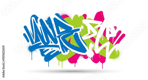 Colorful Urban Graffiti Art on Wall.