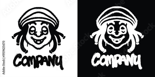 Graffiti rasta man logo vector design