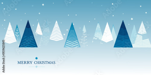 A festive arrangement of abstract blue and white christmas trees