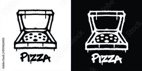 Graffiti pizza box logo vector design