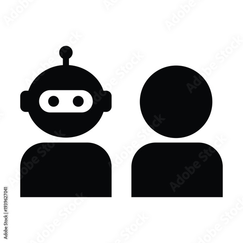 Artificial Intelligence Robot Human Collaboration Icon Vector AI Teamwork Symbol Illustration