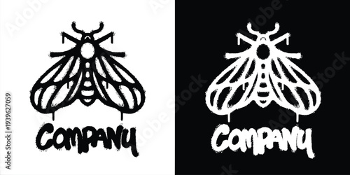 Graffiti elegant moth logo vector design