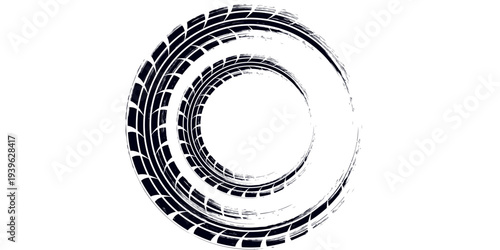 Black and blue tire track vector illustration car, motorcycle, and truck tire marks vehicle wheel trails with grunge effect for graphic design