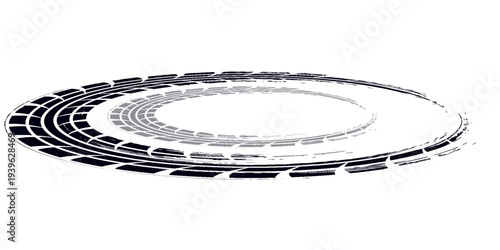 Black and blue tire track vector illustration car, motorcycle, and truck tire marks vehicle wheel trails with grunge effect for graphic design