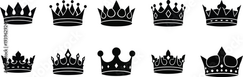 Collection of 10 unique crown silhouettes