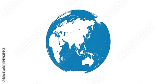 Blue Globe Representing Earth on White Background.