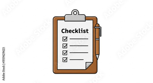Checklist on a clipboard with a pen, ready to be filled with tasks and goals.