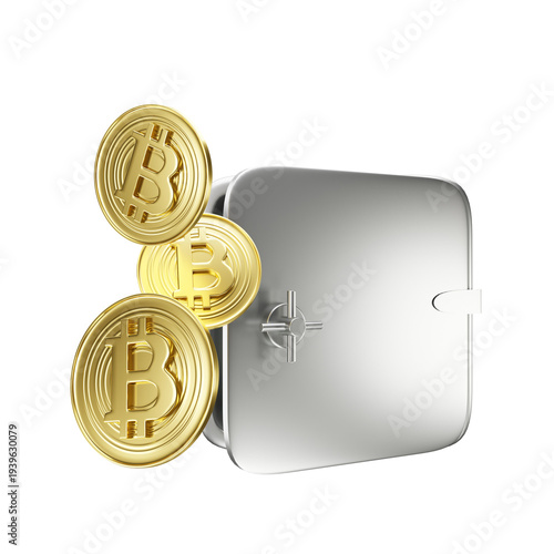 3D Render cryptocurrency icon bitcoin and bunker
