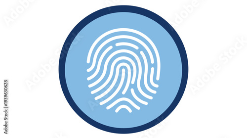 Flat vector icon of a fingerprint, symbolizing secure biometric authentication, digital identity verification, and access control for modern security and data protection systems