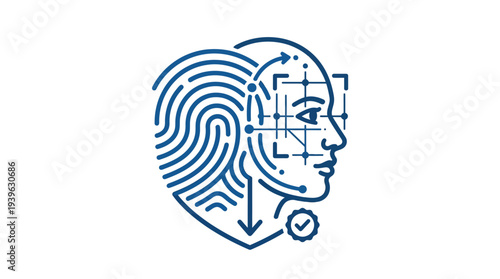 Secure biometric identity verification and digital data control system for modern privacy and access management icon
