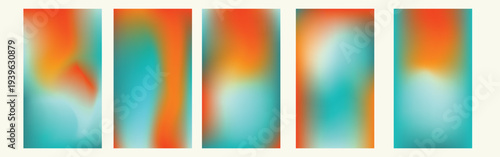 Collection of five vertical banners with soft orange and cyan blurred gradient background