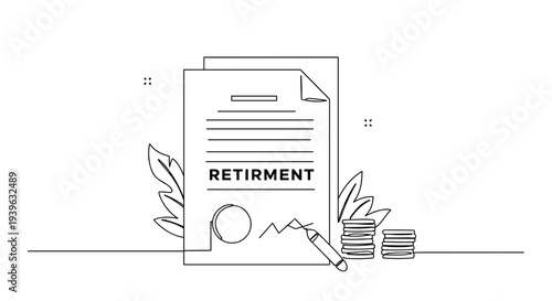 Simple contour drawing of a dog sitting on a white background with a playful expression and a wagging tail, showcasing a cartoon style and simple lines