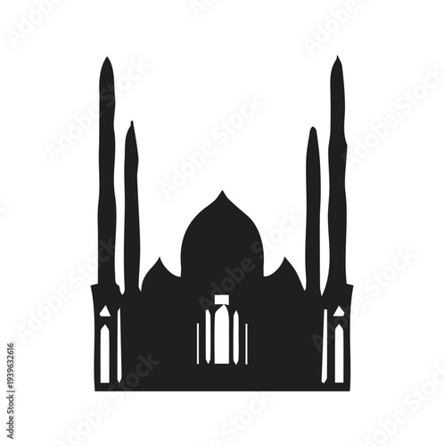 Islamic Mosque, Kaaba and Minaret Vector Illustration – Ramadan and Eid Islamic Architecture Design