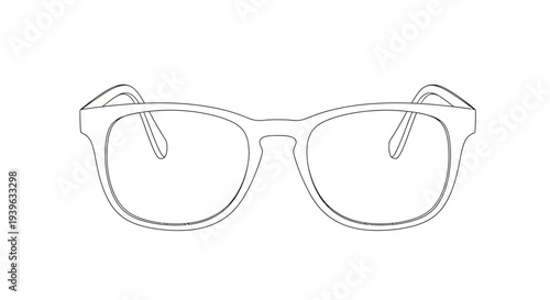 Black outline illustration of classic eyeglasses, optical spectacles for vision correction or a stylish fashion accessory