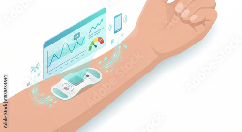 Isometric wearable biosensor patch tracking patient glucose levels