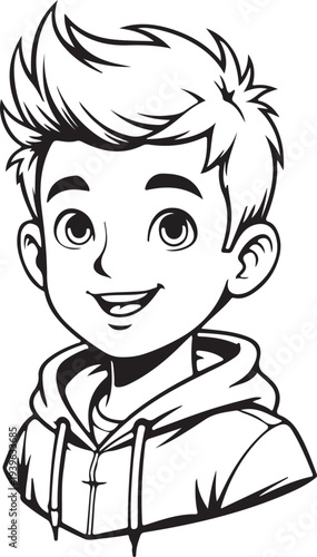 cartoon boy with short hair smiling