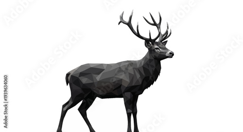 Majestic Deer with Large Antlers Standing.