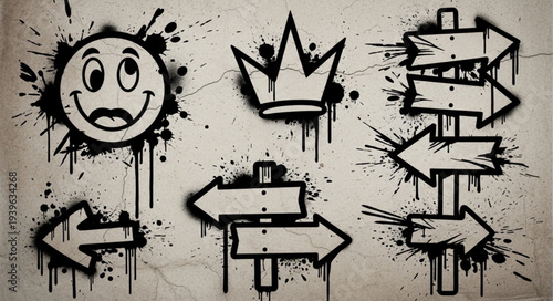 Collection of Graffiti Style Directional Arrow Signs.