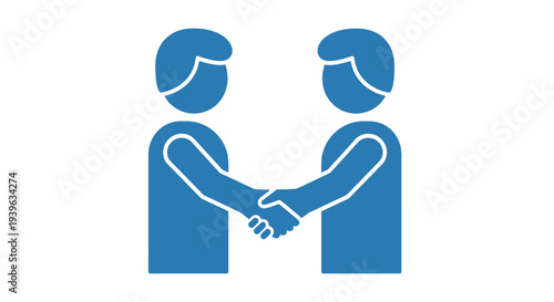 Two People Shaking Hands in Blue.