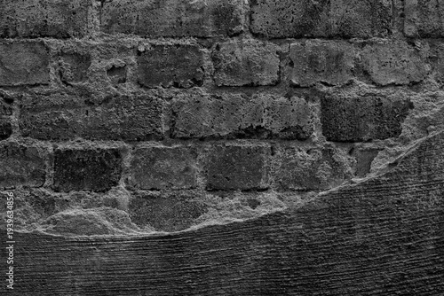 Abstract dark black brick wall texture for pattern background. wide panorama picture. with copy space design for web banner. Black background.