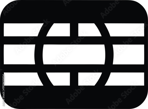 Abstract Global Connectivity Icon and Digital Smart Card Microchip Symbol