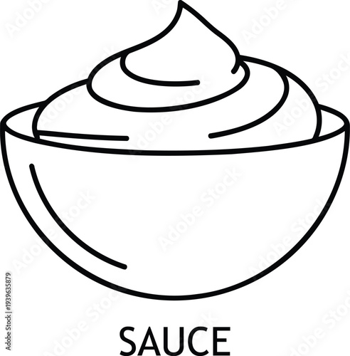 A simple line drawing of a bowl of sauce