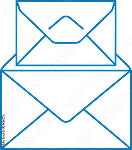 Two blue outlined envelopes stacked on top of each other