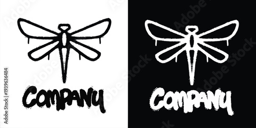 Graffiti dragonfly logo vector design