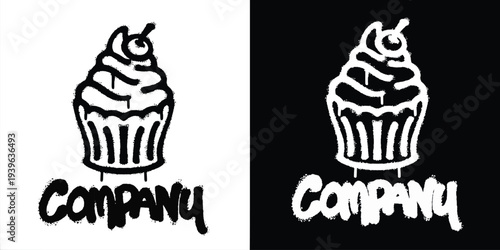 Graffiti delicious cupcake logo vector design