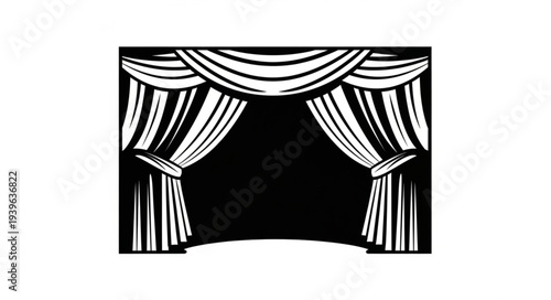 Elegant theater stage curtains, ready for a captivating performance, waiting for the show.