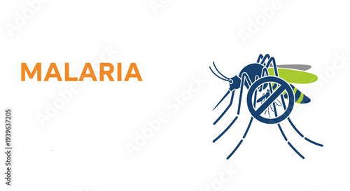 Malaria awareness illustration with mosquito symbol.