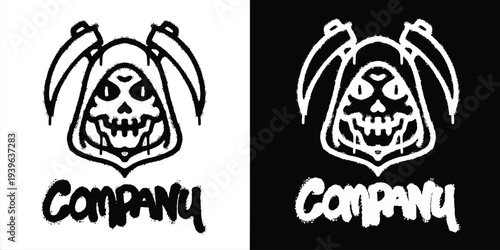 Graffiti grim reaper logo vector design