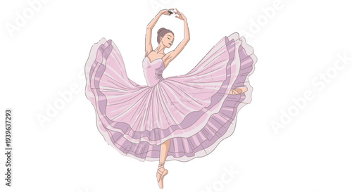 Elegant ballerina dancing en pointe in a beautiful pink tutu.