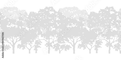 A minimalist grayscale illustration depicting a dense forest silhouette