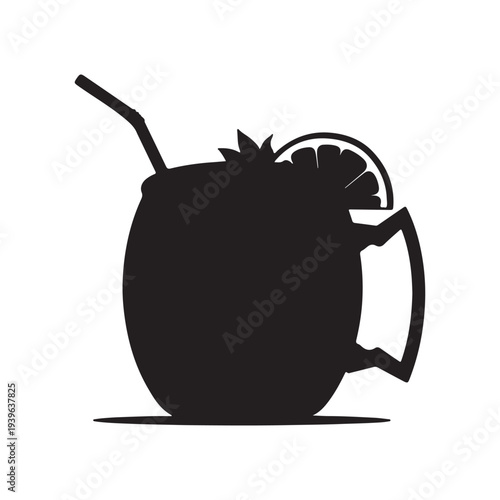 Cocktail copper mug silhouette vector art