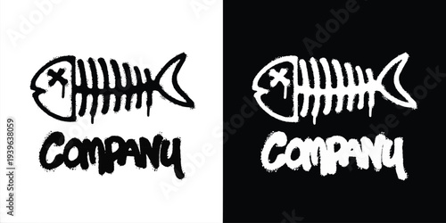 Graffiti fish bone logo vector design